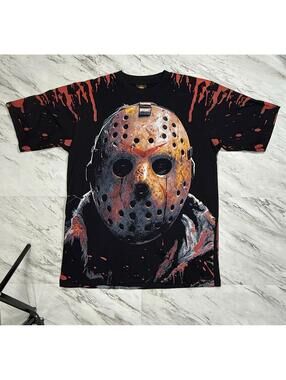 Jason Voorhees Friday The 13th All Over Print Horror Movie Shirt XL #11P
